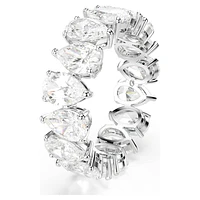 Matrix Vittore ring, Pear cut, White, Silver-tone finish by SWAROVSKI