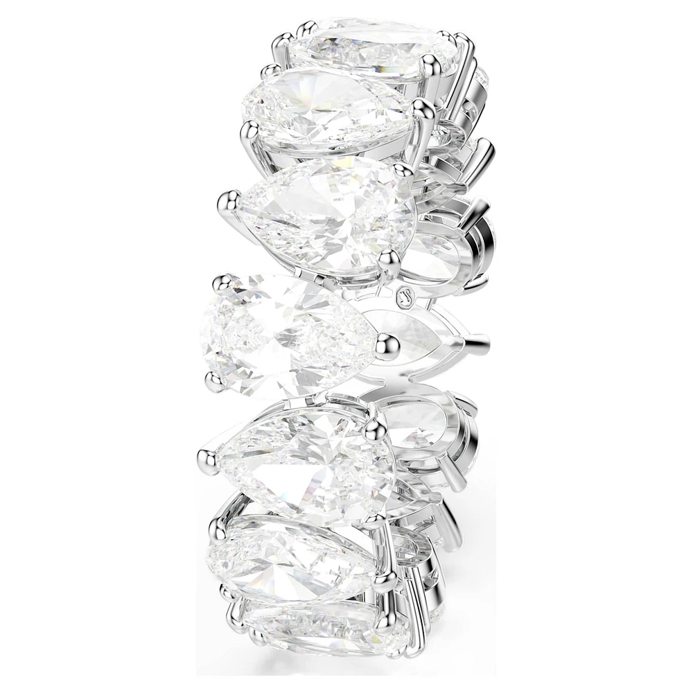 Matrix Vittore ring, Pear cut, White, Silver-tone finish by SWAROVSKI