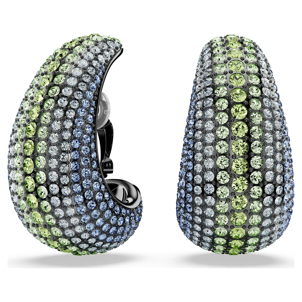 Sublima clip earrings, Round cut, Large, Multicoloured, Ruthenium plated by SWAROVSKI