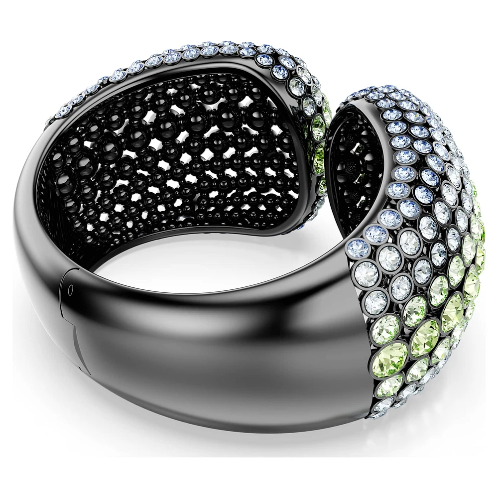 Sublima cuff, Round cut, Multicoloured, Ruthenium plated by SWAROVSKI