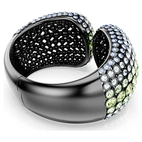 Sublima cuff, Round cut, Multicoloured, Ruthenium plated by SWAROVSKI