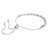 Matrix Tennis bracelet, Crystal pearl, Round cut, White, Rhodium plated by SWAROVSKI