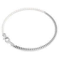 Dextera necklace, Pavé, Crystal pearl, White, Rhodium plated by SWAROVSKI