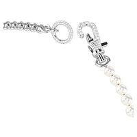 Dextera necklace, Pavé, Crystal pearl, White, Rhodium plated by SWAROVSKI