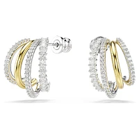 Hyperbola hoop earrings, Mixed cuts, Mini, White, Mixed metal finish by SWAROVSKI