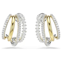 Hyperbola hoop earrings, Mixed cuts, Mini, White, Mixed metal finish by SWAROVSKI