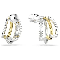 Hyperbola hoop earrings, Mixed cuts, Mini, White, Mixed metal finish by SWAROVSKI