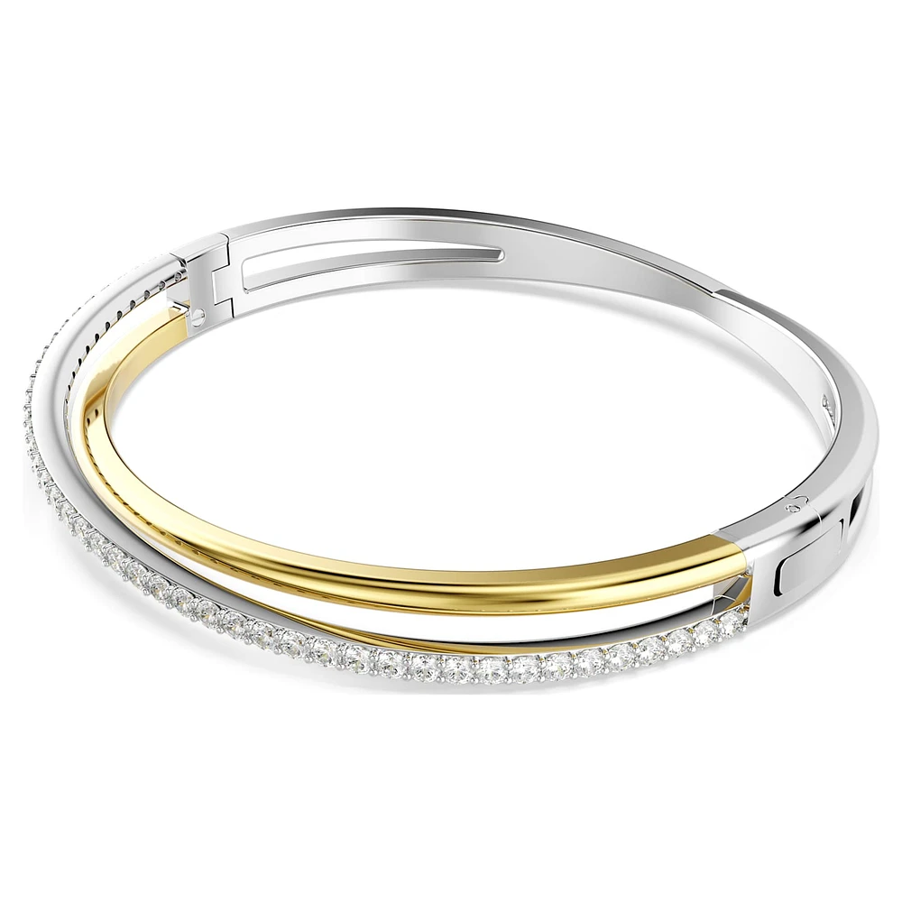 Hyperbola bangle, Round cut, White, Mixed metal finish by SWAROVSKI