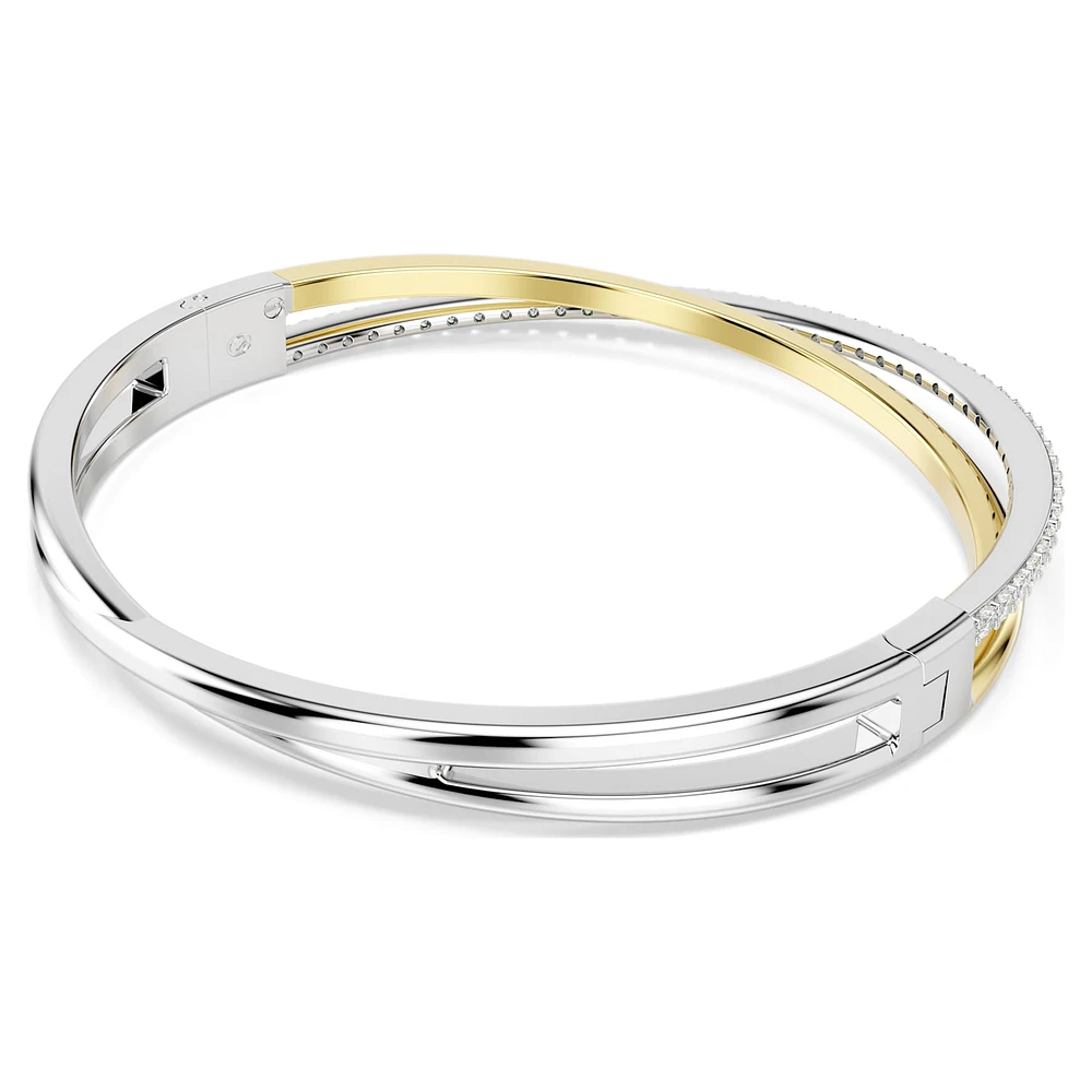 Hyperbola bangle, Round cut, White, Mixed metal finish by SWAROVSKI
