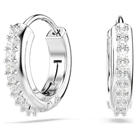 Matrix hoop earrings, Round cut, White, Rhodium plated by SWAROVSKI