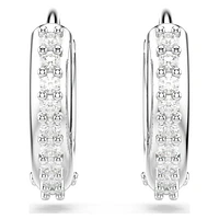 Matrix hoop earrings, Round cut, White, Rhodium plated by SWAROVSKI