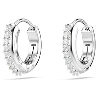 Matrix hoop earrings, Round cut, White, Rhodium plated by SWAROVSKI