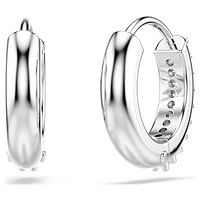 Matrix hoop earrings, Round cut, White, Rhodium plated by SWAROVSKI
