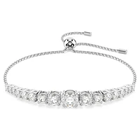 Matrix bracelet, Gradient of round cuts, White, Rhodium plated by SWAROVSKI