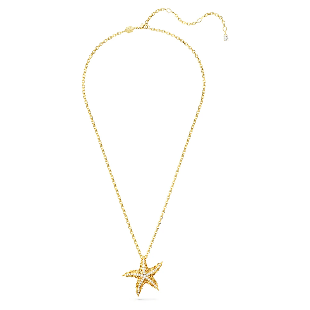 Idyllia pendant, Crystal pearls, Starfish, Gold tone, Gold-tone plated by SWAROVSKI