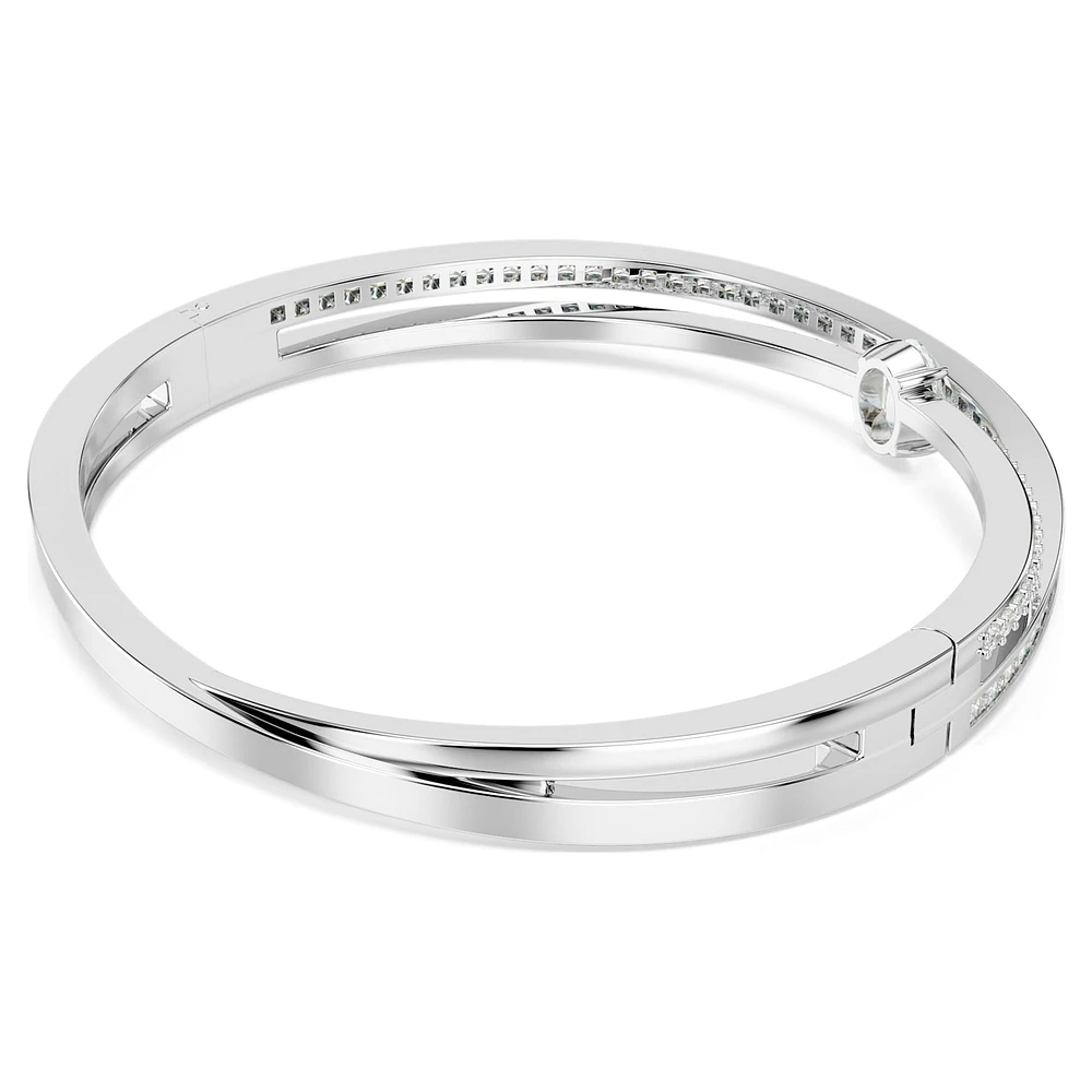 Hyperbola bangle, Mixed cuts, White, Rhodium plated by SWAROVSKI