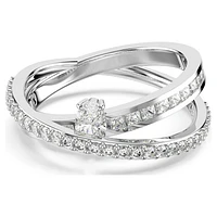 Hyperbola ring, Mixed cuts, White, Rhodium plated by SWAROVSKI