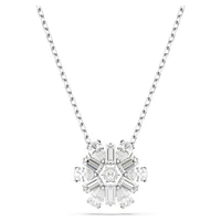 Idyllia pendant, Mixed cuts, Snowflake, White, Rhodium plated by SWAROVSKI