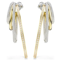 Hyperbola hoop earrings, Mixed cuts, Large, White, Mixed metal finish by SWAROVSKI