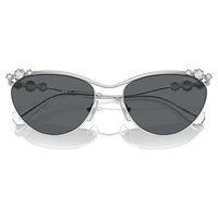 Sunglasses, Oval shape, SK7017, Silver Tone by SWAROVSKI