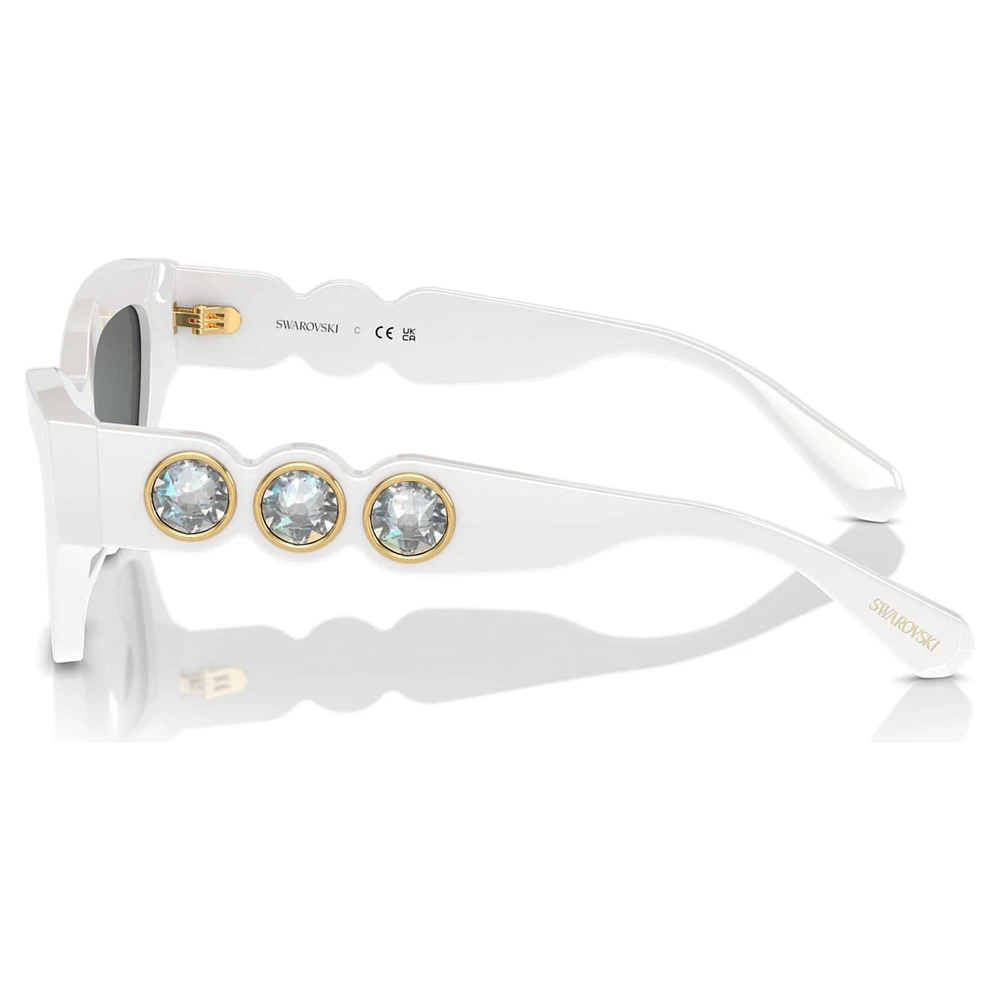 Sunglasses, Cat-Eye shape, White by SWAROVSKI