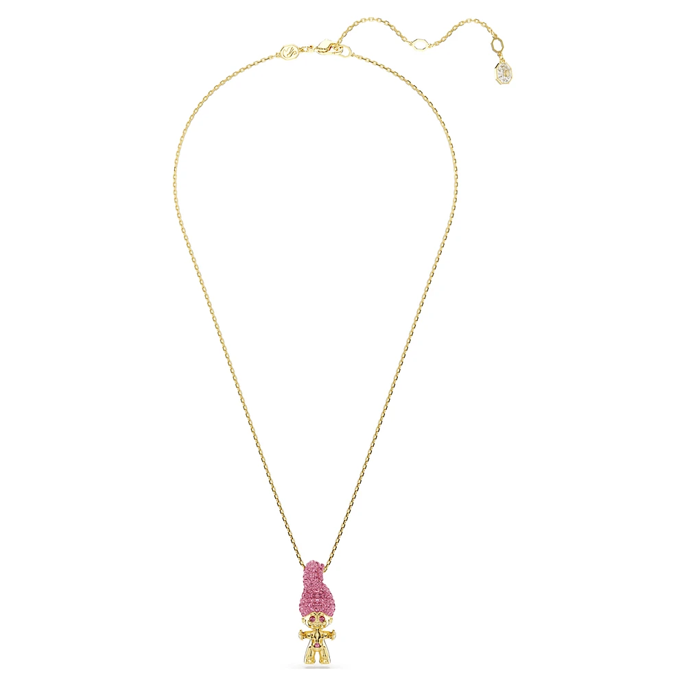 Good Luck Trolls pendant, Troll, Pink, Gold-tone plated by SWAROVSKI