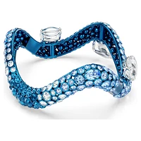 Sublima bangle, Mixed cuts, Blue, Blue finish by SWAROVSKI