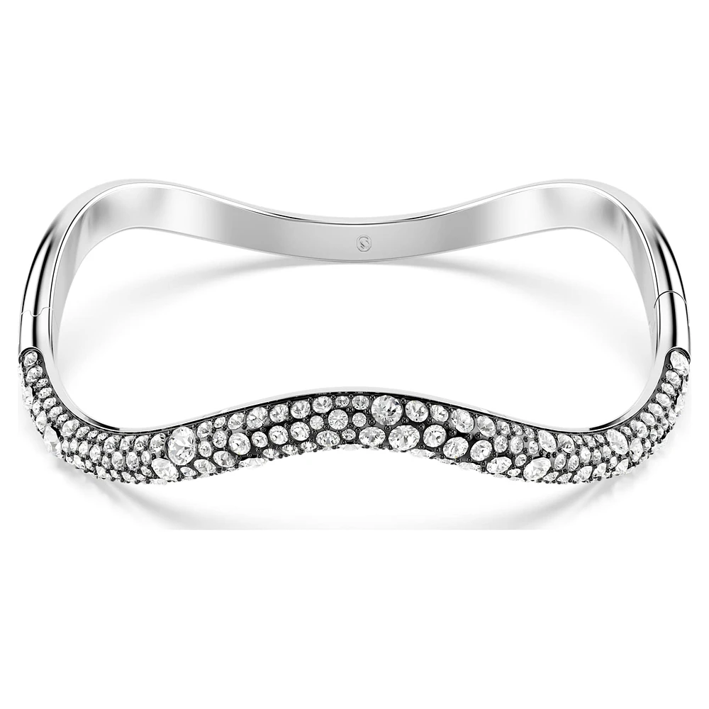 Sublima bangle, Round cut, White, Rhodium plated by SWAROVSKI