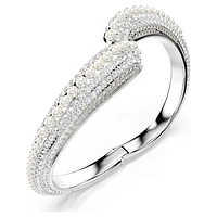 Sublima cuff, Crystal pearl, Round cut, White, Rhodium plated by SWAROVSKI