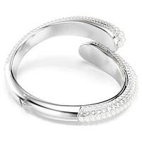 Sublima cuff, Crystal pearl, Round cut, White, Rhodium plated by SWAROVSKI