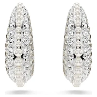 Sublima drop earrings, Crystal pearl, Round cut, Small, White, Rhodium plated by SWAROVSKI