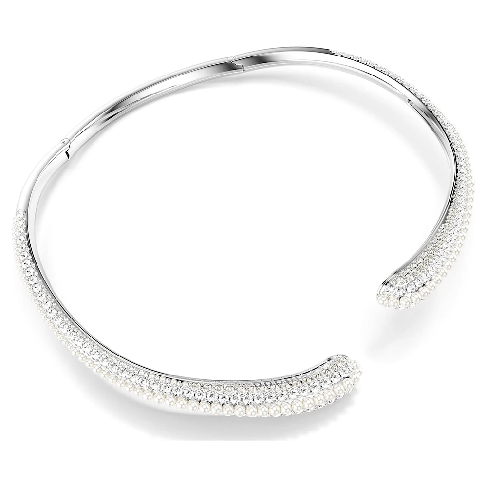 Sublima necklace, Crystal pearl, Round cut, White, Rhodium plated by SWAROVSKI