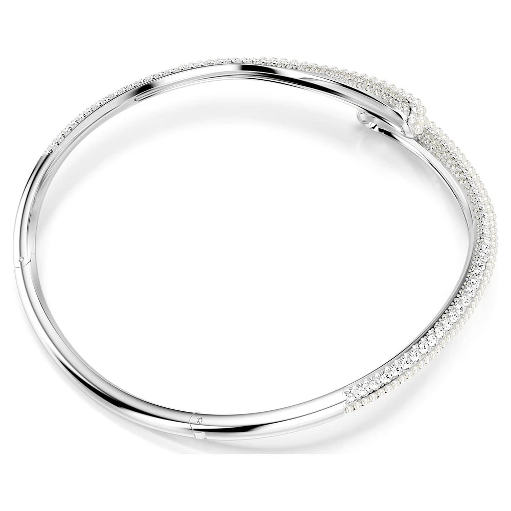 Sublima necklace, Crystal pearl, Round cut, White, Rhodium plated by SWAROVSKI