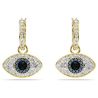 Symbolica drop earrings, Evil eye, Blue, Gold-tone plated by SWAROVSKI