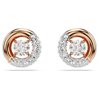 Dextera stud earrings, Round cut, White, Rose gold-tone plated by SWAROVSKI