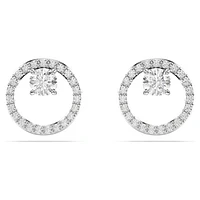 Constella stud earrings, Round cut, White, Rhodium plated by SWAROVSKI
