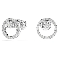 Constella stud earrings, Round cut, White, Rhodium plated by SWAROVSKI