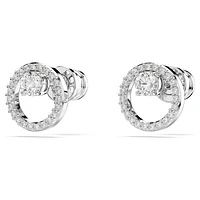 Constella stud earrings, Round cut, White, Rhodium plated by SWAROVSKI