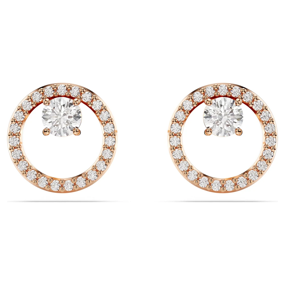 Constella stud earrings, Round cut, White, Rose gold-tone plated by SWAROVSKI