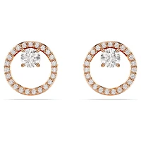 Constella stud earrings, Round cut, White, Rose gold-tone plated by SWAROVSKI