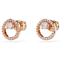 Constella stud earrings, Round cut, White, Rose gold-tone plated by SWAROVSKI