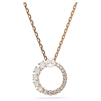 Matrix pendant, Crystal pearl, Round cut, White, Rose gold-tone plated by SWAROVSKI