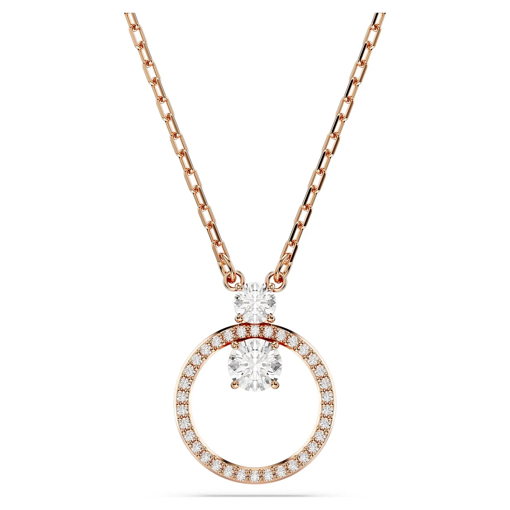 Constella pendant, Pavé, Round cut, White, Rose gold-tone plated by SWAROVSKI