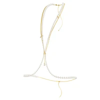 Idyllia body chain, Crystal pearls, White, Gold-tone plated by SWAROVSKI