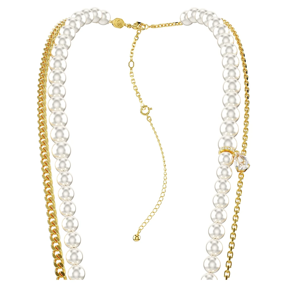 Idyllia body chain, Crystal pearls, White, Gold-tone plated by SWAROVSKI