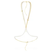 Idyllia body chain, Crystal pearls, White, Gold-tone plated by SWAROVSKI