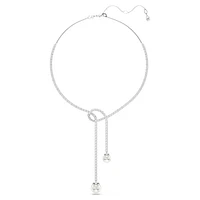 Matrix Y necklace, Crystal pearl, Round cut, White, Rhodium plated by SWAROVSKI