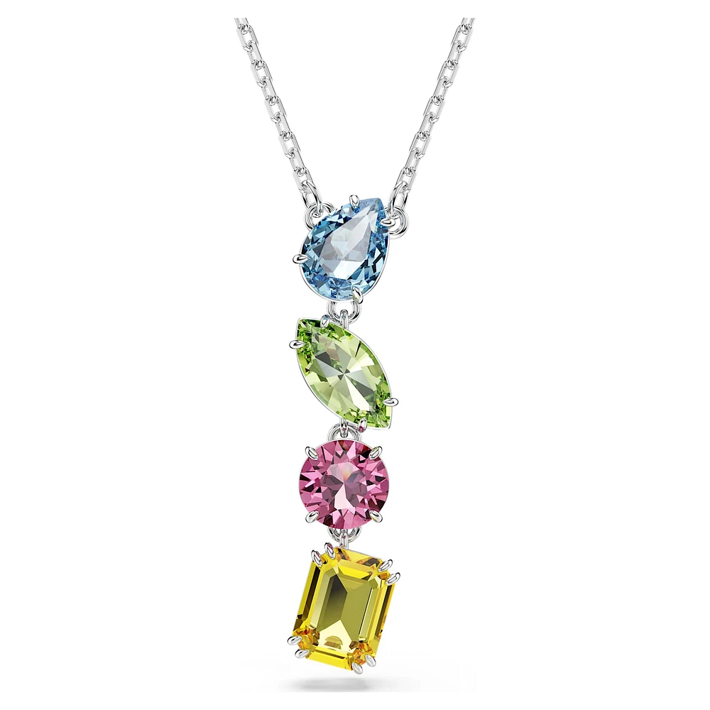 Gema Y pendant, Mixed cuts, Multicoloured, Rhodium plated by SWAROVSKI