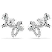 Hyperbola ear cuff, Mixed cuts, White, Rhodium plated by SWAROVSKI