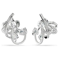 Hyperbola ear cuff, Statement, Mixed cuts, White, Rhodium plated by SWAROVSKI